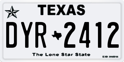 TX license plate DYR2412
