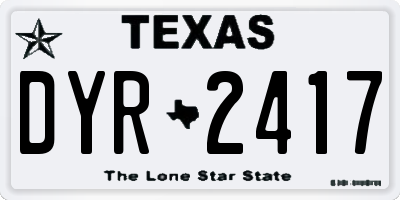 TX license plate DYR2417