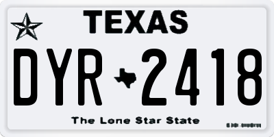 TX license plate DYR2418