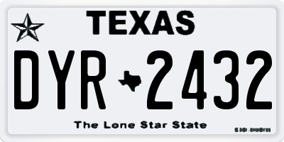 TX license plate DYR2432
