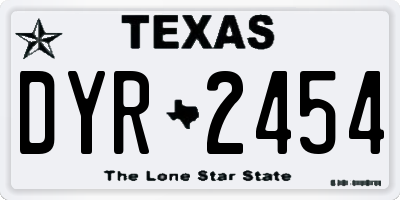 TX license plate DYR2454