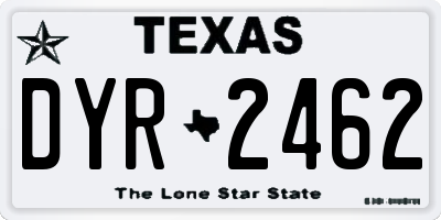 TX license plate DYR2462