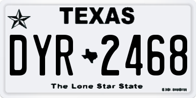 TX license plate DYR2468