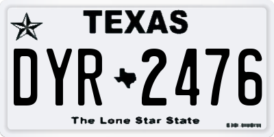 TX license plate DYR2476