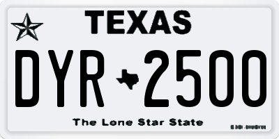 TX license plate DYR2500