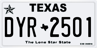 TX license plate DYR2501