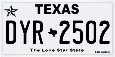 TX license plate DYR2502