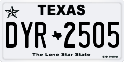 TX license plate DYR2505