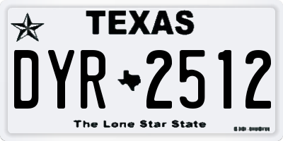 TX license plate DYR2512