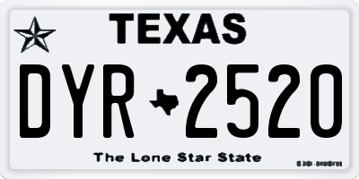 TX license plate DYR2520
