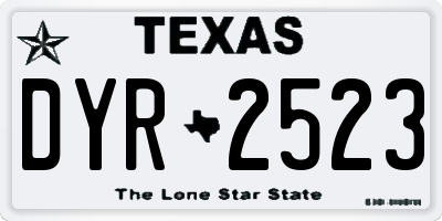 TX license plate DYR2523