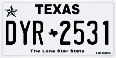 TX license plate DYR2531