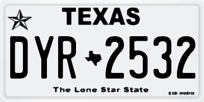 TX license plate DYR2532