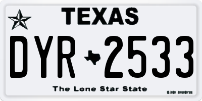 TX license plate DYR2533