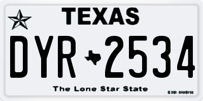 TX license plate DYR2534