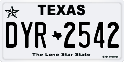 TX license plate DYR2542