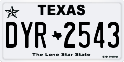 TX license plate DYR2543
