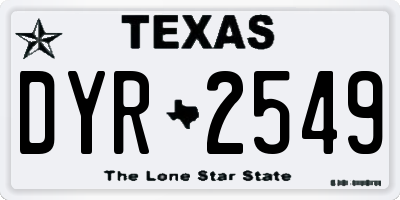 TX license plate DYR2549