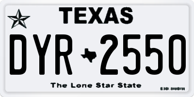 TX license plate DYR2550