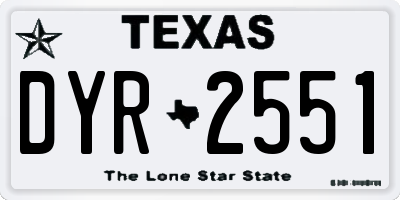 TX license plate DYR2551