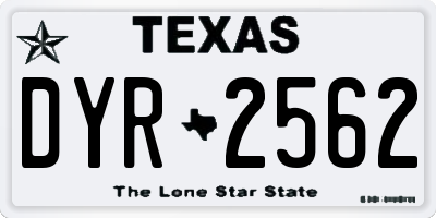 TX license plate DYR2562