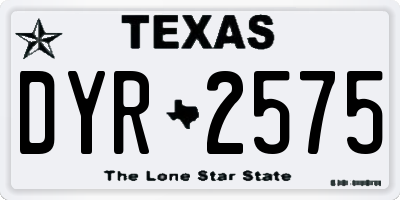 TX license plate DYR2575