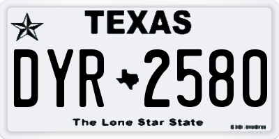 TX license plate DYR2580