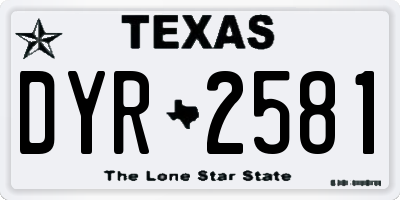 TX license plate DYR2581