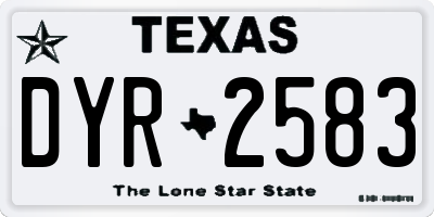 TX license plate DYR2583