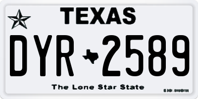 TX license plate DYR2589