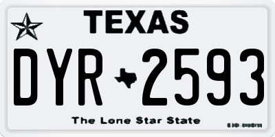 TX license plate DYR2593