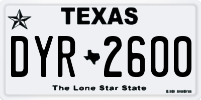 TX license plate DYR2600
