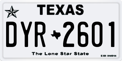 TX license plate DYR2601