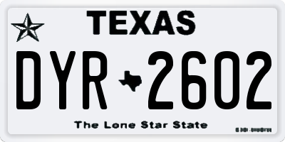 TX license plate DYR2602