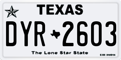 TX license plate DYR2603