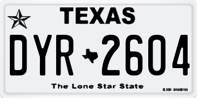 TX license plate DYR2604