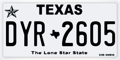 TX license plate DYR2605