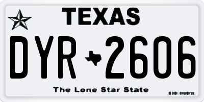 TX license plate DYR2606