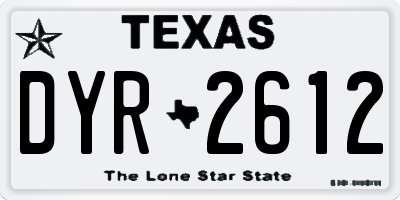 TX license plate DYR2612
