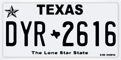 TX license plate DYR2616