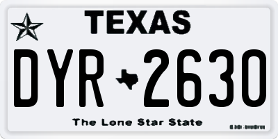 TX license plate DYR2630