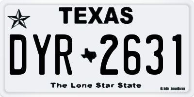 TX license plate DYR2631