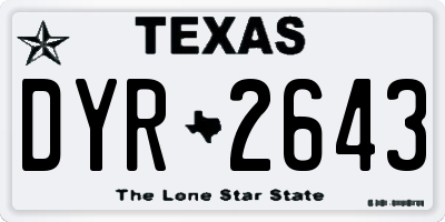 TX license plate DYR2643