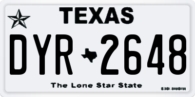TX license plate DYR2648