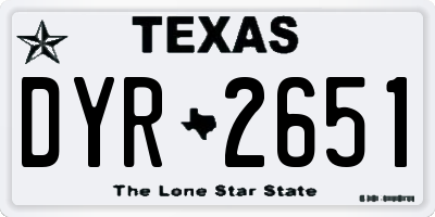 TX license plate DYR2651