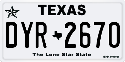 TX license plate DYR2670