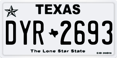 TX license plate DYR2693