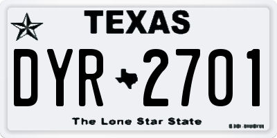 TX license plate DYR2701