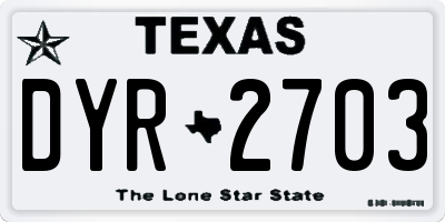 TX license plate DYR2703