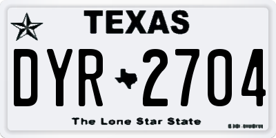 TX license plate DYR2704